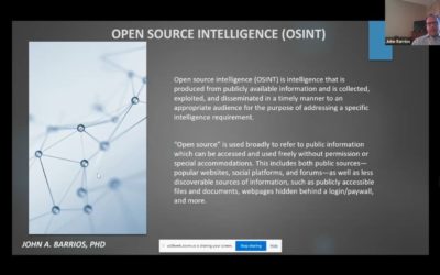 John A. Barrios, PhD: GSOC and Intelligence: Looking Over the Horizon