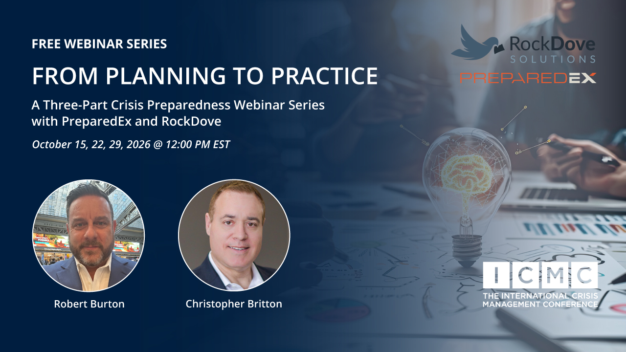 From Planning to Practice: a three-part crisis preparedness webinar series with ICMC, PreparedEx and RockDove